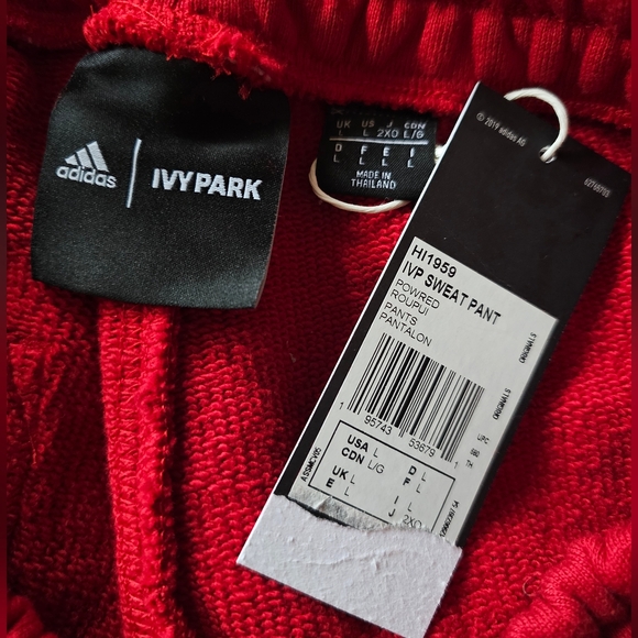 Adidas X Ivy Park Red Unisex Triple Stripe Sweatpants Track Pants - Picture 13 of 13